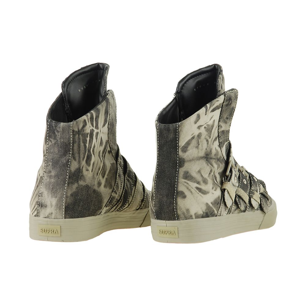 Baskets Montantes Supra Strapped 2 Grise Acid Wash Denim Homme | EMG-94111448